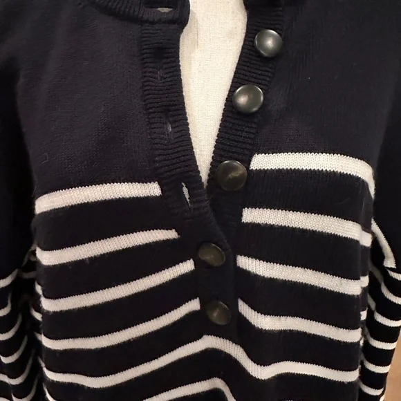 Sezane Evelyn Dress Navy / Ecru - Size M - Picture 3 of 11